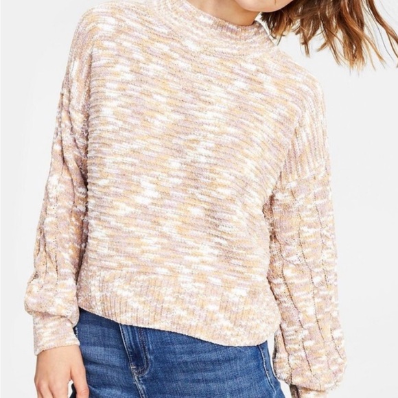 Hippie Rose Sweaters - Hippie Rose Cream and Pink Turtleneck Sweater